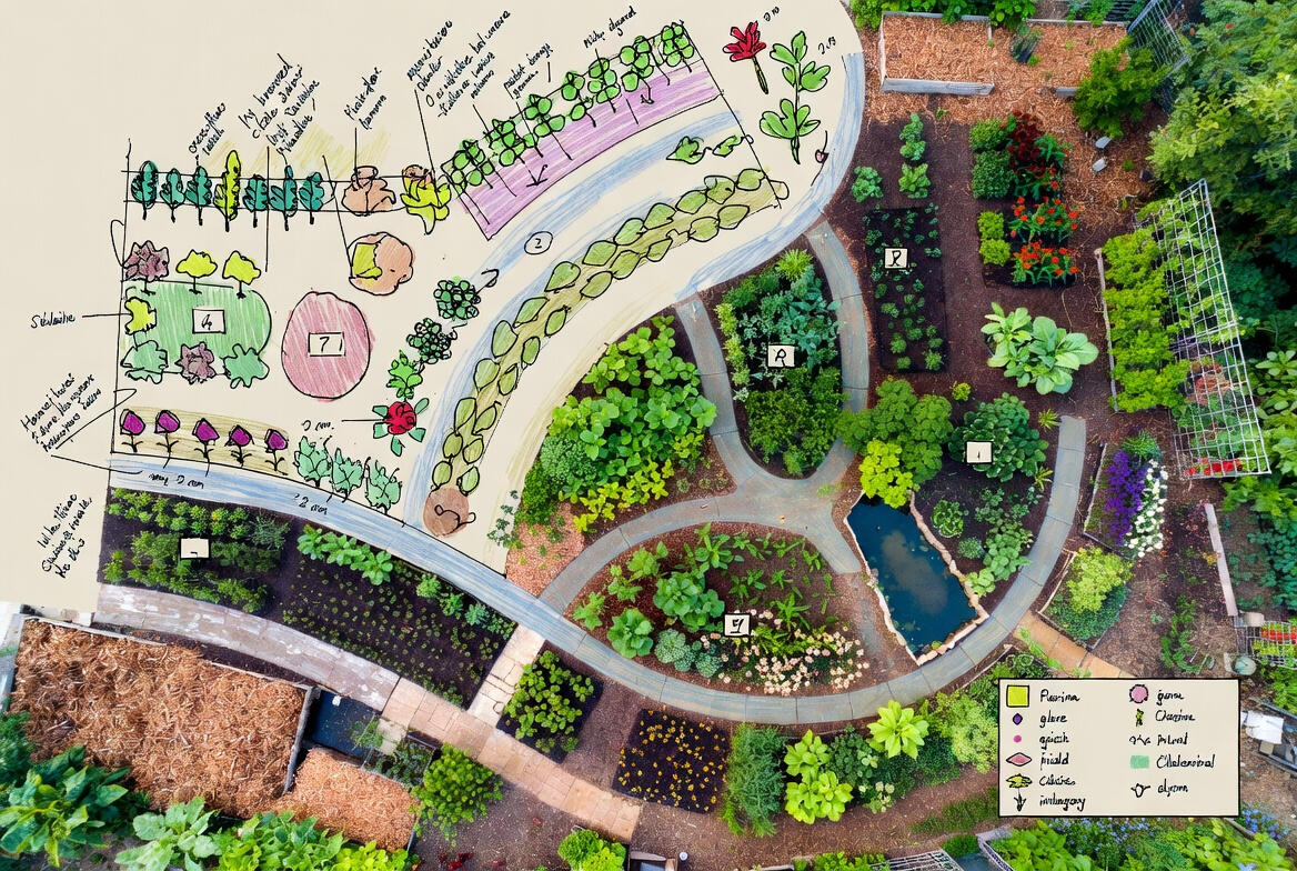 Conceptual work for a permaculture garden
