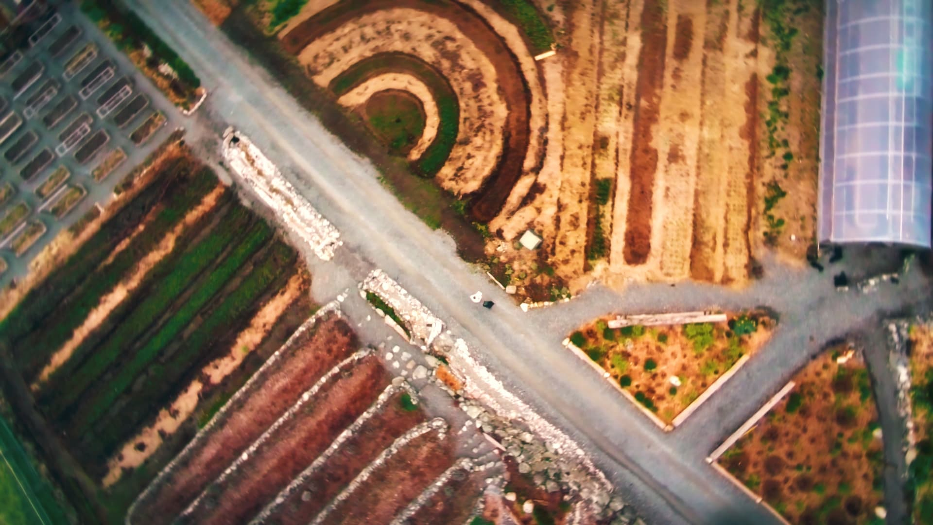 little farm - Orcas Island - permaculture veggie garden drone video