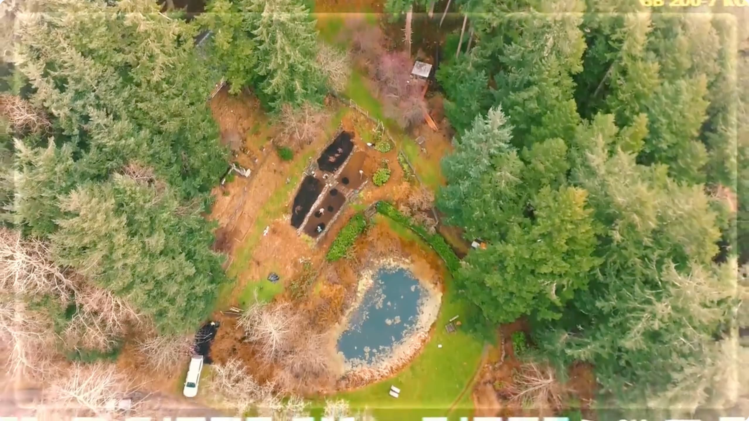 private garden project - permaculture veggie garden drone video